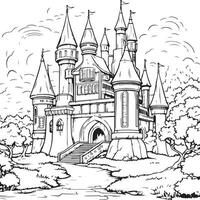 fairy tales castle coloring page vector