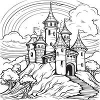 fairy tales castle coloring page vector
