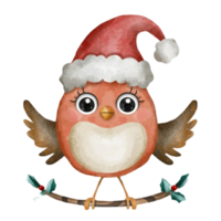 ai gegenereerd Boheems brand gevleugeld vogel schattig gelukkig slijtage een de kerstman hoed ai generatief png