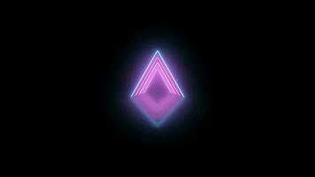 een roze en blauw neon driehoek Aan een zwart achtergrond video
