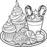 Holiday Sweets coloring page vector