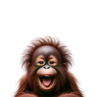 AI generated Cute orangutan laughing. png