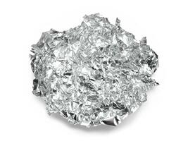 crumpled aluminum foil isolated on white background photo