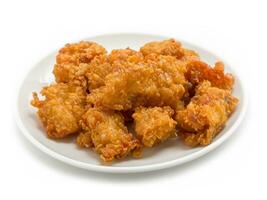 fried chicken on white background photo