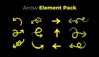 Arrow pointer element pack, available in various shapes and angles. vector