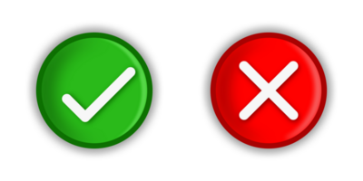 green tick and red cross png