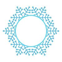 redondo vector azul Navidad invierno marco hecho de copos de nieve con sitio para texto. Perfecto copyspace para decorando social redes, fotos y saludo tarjeta
