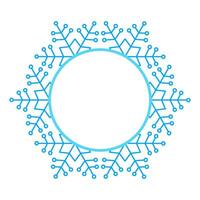 Round Vector blue Christmas winter frame made of snowflakes with place for text. Perfect copyspace for decorating social networks, photos and greeting card