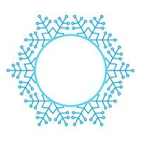 Round Vector blue Christmas winter frame made of snowflakes with place for text. Perfect copyspace for decorating social networks, photos and greeting card