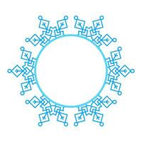 Round Vector blue Christmas winter frame made of snowflakes with place for text. Perfect copyspace for decorating social networks, photos and greeting card
