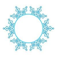 Round Vector blue Christmas winter frame made of snowflakes with place for text. Perfect copyspace for decorating social networks, photos and greeting card