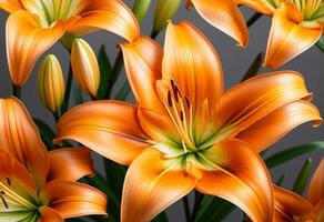 Blooming orange lily stem. AI Generative photo