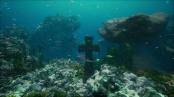 sunken burial ground displays stone cross video