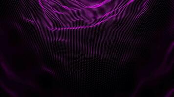 Abstract Pink particle waving texture with glowing particles. Cyber or technology digital background video