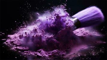 a brush is being used to paint purple powder AI Generative photo