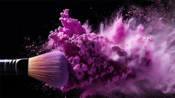 a brush is being used to paint purple powder AI Generative photo