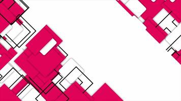 Simple futuristic moving Magenta red squares gradient geometrical white background video