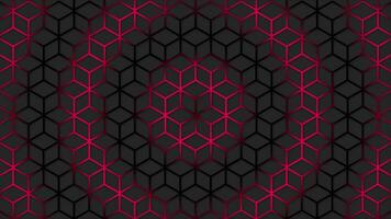 circular Magenta red wave moving over hexagonal shape futuristic background. Trendy sci-fi technology background with hexagonal pattern. Seamless loop video