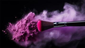 a brush is being used to paint purple powder AI Generative photo