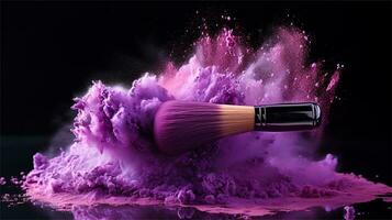 a brush is being used to paint purple powder AI Generative photo