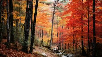 a painting of a path in the woods AI Generated photo