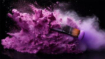 a brush is being used to paint purple powder AI Generative photo