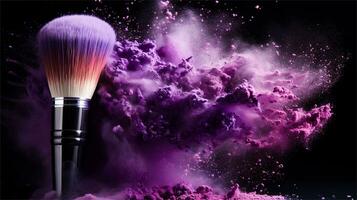 a brush is being used to paint purple powder AI Generative photo