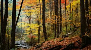 a painting of a path in the woods AI Generated photo
