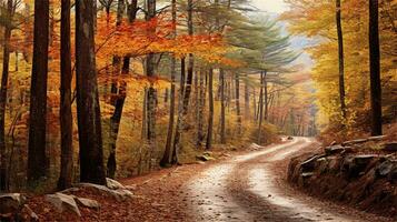 a painting of a path in the woods AI Generated photo