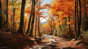 a painting of a path in the woods AI Generated photo