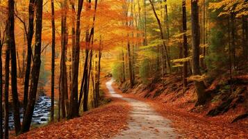 a painting of a path in the woods AI Generated photo