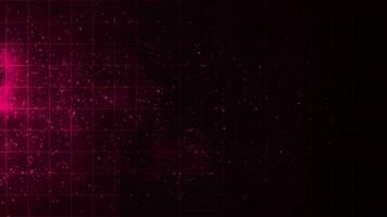 Abstract futuristic technology particles background, Magenta red particles and grid background video