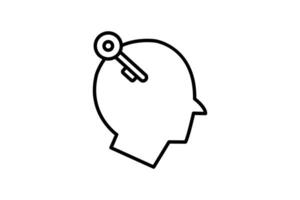 key ability icon. head with key. line icon style. simple vector design editable