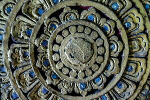 close up of a gold and blue ornate design photo