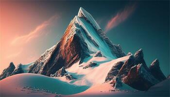 un Nevado montaña paisaje con un río y rocas ai generativo foto