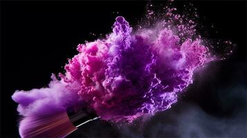 a brush is being used to paint purple powder AI Generative photo