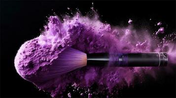 a brush is being used to paint purple powder AI Generative photo