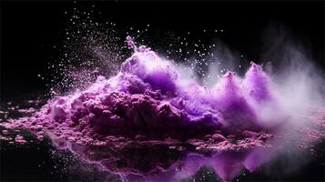 a brush is being used to paint purple powder AI Generative photo