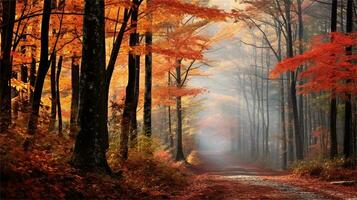 a painting of a path in the woods AI Generated photo
