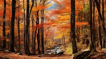 a painting of a path in the woods AI Generated photo