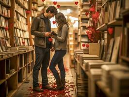 amor en el aire. un de pareja regalo intercambiar en San Valentín día. ai generado foto