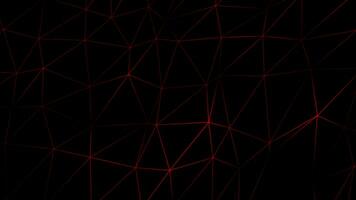 red 3d polygon mesh Abstract digital connection moving dots and lines, Technology futuristic black background video