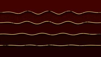 Abstract luxury background with golden lines on Red background. Wavy pattern golden lines background video