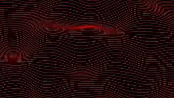 Abstract Red color horizontal wavy lines moving on black background, looped abstract background video