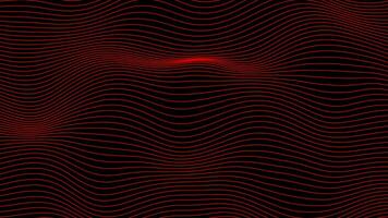 Abstract Red color horizontal wavy lines moving on black background, looped abstract background video