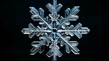 AI generated Macro shot of christalin structure of a snowflake photo