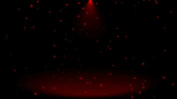 Abstract shinny light rays and particles falling on floor, Red optical flares dark background video