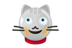 Smiling cat isolated on white. 3d vector