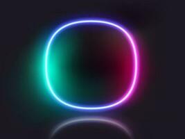 Superellipse shape neon glowing frame on dark background. Trendy color vivid gradient. Template for design vector