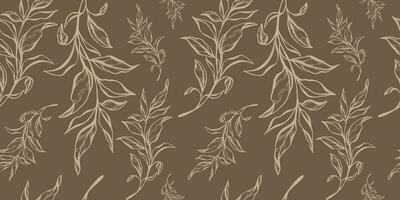 Seamless pattern with hand drawn leaves and branches. Perfect for wallpaper, wrapping paper, web sites, background, social media, blog, presentation and greeting cards. vector